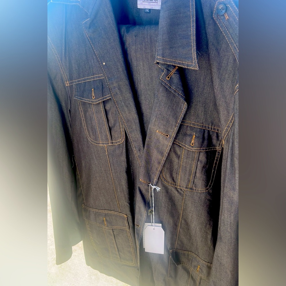 Get this casual denim suit size 3X